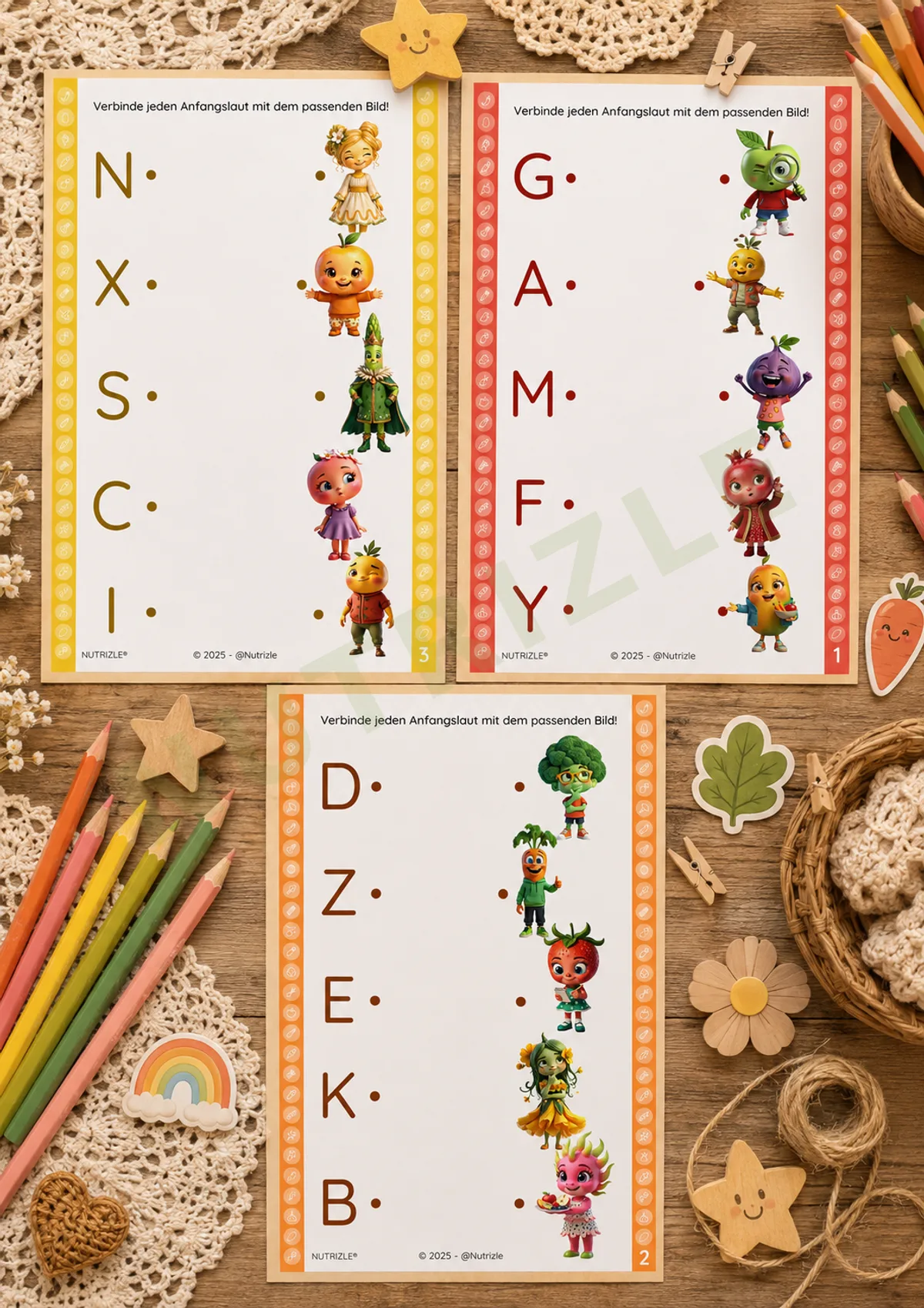 Vorschauseite 3 von ABC nachspuren A–Z – Buchstaben schreiben und Anlaute zuordnen | Arbeitsblätter Vorschule Kindergarten